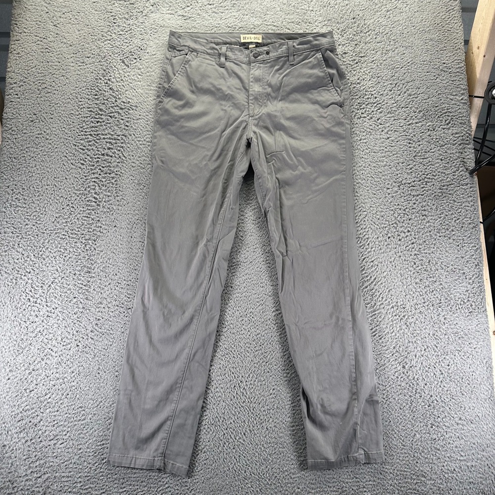 Devil Dog Pant Mens 34x34 Gray Cotton Chino Straight Business Preppy Stretch